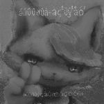  1:1 abstract_background anthro bangs canid canine fangs female hand_sign hasukii hazuki_mikami_(hasukii) looking_at_viewer mammal monochrome peace_symbol solo unknown_language 