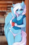  absurd_res anthro arm_markings beverage big_breasts blue_body blue_breasts blue_eyes blue_feathers blue_fur blue_wings breasts cleavage clothed clothing coffee coffee_mug cup curvaceous curvy_figure cutie_mark equid equine facial_markings fan_character feathered_wings feathers female fluffy fluffy_hair fluffy_tail fur fur_markings glistening glistening_eyes gloves_(marking) hair head_markings hi_res hip_dips holding_beverage holding_cup holding_object icy_heart leaning long_hair long_tail mammal markings monotone_body monotone_breasts monotone_feathers monotone_hair monotone_tail monotone_wings multicolored_body multicolored_fur muzzle_(marking) my_little_pony nipple_outline panties pegasus pink_clothing pink_underwear pose prick_ears small_waist solo thigh_gap u_lu_lu underwear v-cut voluptuous white_body white_fur white_hair white_markings wings 