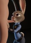  3d_(artwork) chickenass clothing digital_media_(artwork) disney duo fellatio female fur genitals hi_res human judy_hopps lagomorph leporid male male/female mammal oral penile penis police_uniform purple_eyes rabbit sex simple_background uniform zootopia 