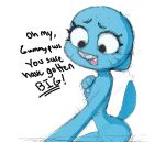 anthro butt cartoon_network dialogue domestic_cat english_text felid feline felis female filthypally implied_incest mammal nicole_watterson nipples nude simple_background smile solo text the_amazing_world_of_gumball whiskers 