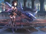  bad_id bad_pixiv_id black_hair chain dragon elbow_gloves gloves long_hair original red_eyes solo thighhighs tougetsu_gou wings 