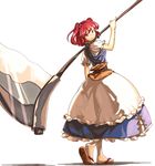  bad_id bad_pixiv_id carrying hair_bobbles hair_ornament huge_weapon looking_back onozuka_komachi red_eyes red_hair scythe shibasaki_shouji short_hair smile solo touhou two_side_up weapon 