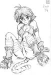  :3 animal_ears bandages breasts breath_of_fire breath_of_fire_ii cat_ears facial_mark greyscale large_breasts monochrome rinpoo_chuan short_hair sitting sketch solo tail 