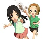  a1 akiyama_mio black_eyes black_hair brown_eyes brown_hair dirt k-on! long_hair multiple_girls open_mouth round_teeth short_hair smile tainaka_ritsu teeth younger 