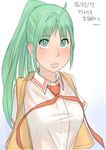  blush green_eyes green_hair higurashi_no_naku_koro_ni necktie red_neckwear solo sonozaki_mion zenkou 