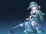  backpack bad_id bad_pixiv_id bag blue_eyes blue_hair gun hair_bobbles hair_ornament hat kawashiro_nitori mebiri rifle short_hair solo touhou twintails two_side_up weapon 