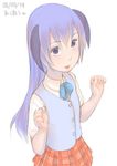  hanyuu higurashi_no_naku_koro_ni horns long_hair purple_eyes purple_hair school_uniform solo zenkou 