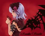  alternate_costume bad_id bad_pixiv_id bat_wings flower gothic_lolita lolita_fashion nekokotei purple_hair red_eyes remilia_scarlet short_hair solo touhou wings 