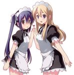  black_hair blonde_hair brown_eyes hands holding_hands k-on! kotobuki_tsumugi long_hair maid mayachi_(amuriya) multiple_girls nakano_azusa purple_eyes twintails 