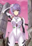  ayanami_rei blue_hair bodysuit kaeru_(ka=l) neon_genesis_evangelion plugsuit red_eyes short_hair solo white_bodysuit 