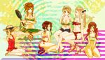  axis_powers_hetalia belarus_(hetalia) bikini blonde_hair blue_eyes brown_eyes brown_hair frying_pan hairband hat hungary_(hetalia) liechtenstein_(hetalia) long_hair multiple_girls ponytail sarasara seychelles_(hetalia) short_hair smile swimsuit taiwan_(hetalia) twintails ukraine_(hetalia) 