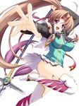  bachou hair_tubes halberd kirisawa_tokito koihime_musou outstretched_arm outstretched_hand perspective polearm reaching solo weapon 