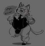 2022 anthro belly blush bulge clothed clothing domestic_cat felid feline felis goro_(mappy) male mammal mappy necktie overweight overweight_male simple_background solo text weebdrawsnasty