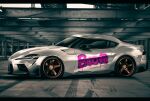  car commission graffiti highres indoors letterboxed motor_vehicle no_humans nougat_(73r1r1) original shadow sports_car toyota toyota_supra toyota_supra_mk_v vehicle_focus warehouse 