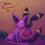 &lt;3 1:1 animated blubluumon blush box_of_chocolates candy chocolate dessert duo eeveelution espeon eyes_closed female feral food generation_2_pokemon grass levitating_object levitation male nintendo one_eye_closed open_mouth plant pokemon pokemon_(species) ribbons short_playtime smile tail tail_motion tailwag umbreon