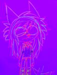 ambiguous_gender anthro canid canine hi_res mammal purple_background scene_hair scene_kid simple_background sketch solo sparkledogcore standing
