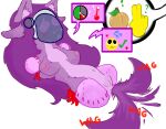 amputee anthro bodily_fluids bow_ribbon brass-tax breasts disability emoji female frustrated genital_fluids genitals in_heat lace machine nugget protogen pussy solo stump_cap tail tail_motion tailwag vaginal_fluids