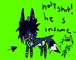 ambiguous_gender black_hair canid emo english_text feral fur green_background hair mammal ogshrimpnut purple_body purple_fur simple_background sketch solo sparkledog text