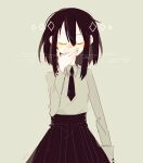  1girl black_hair black_skirt closed_eyes collared_shirt etihw_(haiiro_teien) funamusea haiiro_teien sakiroll shirt short_hair skirt smoking white_shirt 