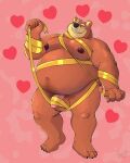 &lt;3 2024 anthro balls bear belly big_belly black_nose genitals hi_res humanoid_hands male mammal moobs nipples overweight overweight_male penis sato_afroleone simple_background solo