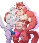 &lt;3 2024 2_tails abs absurd_res ambiguous_species anthro artist_name barbell_piercing belly big_nipples big_pecs biped black_eyebrows black_nose blue_clothing blue_speedo blue_swimwear blue_underwear blush blush_lines bulge canid canine canis clothed clothing dark_eyebrows digital_drawing_(artwork) digital_media_(artwork) duo ear_piercing emanata erection_under_speedo erection_under_underwear eyebrow_piercing eyebrows eyes_closed facial_hair facial_piercing fan_character fangs fingers fluffy fluffy_tail fur grey_arms grey_body grey_ears grey_face grey_fur grey_hands grey_legs grey_tail hair hand_on_chest hand_on_partner&#039;s_chest hand_on_pecs happy happy_expression hi_res humanoid_hands kissing kissing_cheek love maldu male male/male mammal monotone_arms monotone_hands monotone_legs multi_tail multicolored_body multicolored_fur multicolored_hair multiple_piercings navel nipple_piercing nippleless nipples nose_piercing nose_ring open_mouth open_smile pecs piercing pink_blush pink_clothing pink_heart pink_speedo pink_swimwear pink_underwear red_arms red_body red_ears red_face red_fingers red_fur red_hair red_legs red_nose red_tail ring_piercing romantic romantic_couple septum septum_piercing septum_ring shadow sharp_teeth sideburns signature simple_background smile speedo speedo_only standing swimwear tail tan_belly tan_body tan_chest tan_face tan_fingers tan_fur tan_hair tan_inner_ear tan_legs teeth tenting tongue topless two_tone_body two_tone_face two_tone_fingers two_tone_fur two_tone_hair two_tone_legs two_tone_tail underwear underwear_only unknown_species white_body white_chest white_face white_fur white_hair white_tail wolf