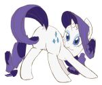 blue_eyes cottonbudfilly cutie_mark equid equine eyeshadow featureless_crotch female feral friendship_is_magic hair hasbro hi_res hooves horn long_hair makeup mammal my_little_pony purple_hair purple_tail quadruped rarity_(mlp) simple_background solo tail unicorn white_background white_body