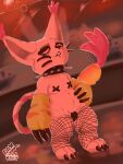 3:4 anthro bandai_namco belly claws collar digimon digimon_(species) felid feline female fishnet foxvomitarts gatomon hi_res jewelry mammal pasties solo speedpaint spiked_collar spikes