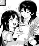  +++ 2girls :d ^_^ barcode blush book closed_eyes commentary_request excited furrowed_brow highres holding holding_book indoors long_hair long_sleeves looking_at_another loungewear love_live! love_live!_nijigasaki_high_school_idol_club manga_(object) meobbab2 multiple_girls one_side_up puff_of_air shirt smile sparkling_eyes striped_clothes striped_shirt takasaki_yu v-shaped_eyebrows yuki_setsuna 