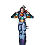  android_17 bandana bare_shoulders belt black_hair blue_eyes boots denim dragon_ball dragon_ball_gt dragon_ball_legends evil_grin evil_smile gloves grin hair_slicked_back hell_fighter_17 highres jeans long_hair long_sleeves looking_at_viewer neckerchief official_art orb pants portrait pose red_ribbon red_ribbon_army render ribbon smile super_android_17 torn_clothes transparent_background vest 
