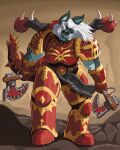 2025 anthro armor axe belt big_breasts black_legion bottomwear breasts clothed clothing cuisse eyebrows eyelashes female fish fully_clothed furgonomics gauntlets gloves greaves hair handwear hi_res holding_axe holding_object loincloth long_hair machine marine meeart117 muscular muscular_female pauldron plate_armor power_armor sabatons shark sharp_teeth smile solo space_marine standing tail tail_armor teeth warhammer_(franchise) white_hair
