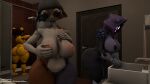 16:9 3d_(artwork) 5naptrap animal_humanoid armor bathing bathroom bathroom_sink beanie bear big_breasts big_butt black_beanie black_claws black_clothing black_hat black_headwear blue_body breasts brown_body brown_hair butt calico_cat calico_cat_humanoid cat_humanoid claws clothing digital_media_(artwork) domestic_cat ear_piercing epic_games feathers felid felid_humanoid feline feline_humanoid felis female female/female femboy five_nights_at_freddy&#039;s fortnite fortnite:_battle_royale fredbear_(fnaf) fupa fur gauntlets gloves group hair handwear hat headgear headwear hi_res holding_breast humanoid looking_at_another looking_at_viewer male male/female mammal mammal_humanoid meow_skulls multicolored_body natural_breasts nipples patreon piercing pink_nipples purple_body purple_eyes purple_glow purple_nipples raven_team_leader scottgames smile smiling_at_viewer source_filmmaker_(artwork) text thick_thighs trio url ursid_humanoid ursine washing_hands wide_hips widescreen yellow_body yellow_eyes