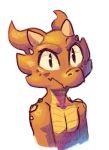  2020 ambiguous_gender anthro bust_portrait facial_spikes fuel_(artist) horn kobold looking_at_viewer nude orange_body orange_scales portrait scales scalie simple_background solo spikes white_background 