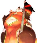  absurd_res ailurid anthro bulge censored chiro_(artist) erection genitals grin hi_res male mammal overweight overweight_male penis red_panda smile solo staff thick_thighs 