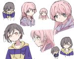  2girls bang_dream! bang_dream!_it&#039;s_mygo!!!!! chihaya_anon closed_mouth grey_eyes grey_hair long_hair multiple_girls pink_hair short_hair simple_background takamatsu_tomori white_background yanyutong64 