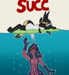 absurd_res avian ball balls bird board bubble english_text erection femboy fish genitals glory_hole hi_res humanoid_genitalia humanoid_penis interspecies invalid_tag jaws knot male male/male marine nevrean parody penis poster shark shizameakanzatsu tail teeth text tongue underwater water