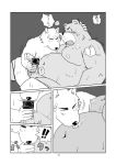  2013 anthro balls blush canid canine canis censored comic domestic_dog duo erection genitals handjob hi_res humanoid_genitalia humanoid_hands humanoid_penis japanese_text kemono male male/male mammal moobs nipples oral overweight overweight_male penile penis sex text toshi_(artist) ursid 