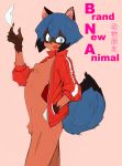  2020 5_fingers absurd_res anthro black_body black_fur black_hair black_nose blue_body blue_eyes blue_fur blue_hair brand_new_animal breasts brown_body brown_fur butt canid canine clothed clothing featureless_breasts female fingers fluffy fluffy_tail fur hair hand_in_pocket hi_res is_rainbow jacket looking_at_viewer mammal michiru_kagemori multicolored_body multicolored_fur multicolored_hair no_underwear open_mouth open_smile panties partially_clothed pockets raccoon_dog short_hair simple_background smile solo studio_trigger tanuki topwear underwear 