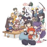  6+boys 6+girls black_hair bow brown_hair cat chinese_clothes closed_eyes cologne_(ranma_1/2) double_bun food happosai jusenkyo_guide kunou_kocho kunou_kodachi kunou_tatewaki kuonji_ukyou long_sleeves maomolin mousse multiple_boys multiple_girls ono_tofu p-chan panda pig ponytail purple_hair ranma-chan ranma_1/2 red_hair sanzenin_mikado saotome_genma saotome_ranma shampoo_(ranma_1/2) shiratori_azusa short_hair smile table tendou_akane tendou_kasumi tendou_nabiki tendou_souun unoobang 