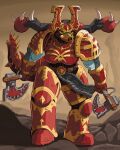 2025 anthro armor axe belt big_breasts black_legion bottomwear breasts clothed clothing cuisse female fully_clothed furgonomics gauntlets gloves greaves handwear headgear helmet hi_res holding_axe holding_object loincloth machine meeart117 muscular muscular_female pauldron plate_armor power_armor sabatons solo space_marine standing tail tail_armor warhammer_(franchise)