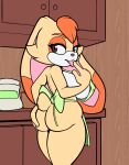 2025 anthro apron apron_only bedroom_eyes big_breasts breasts butt clothing female fourssss fur hi_res inviting_to_sex inviting_viewer kitchen kitchen_counter lagomorph leporid mammal multicolored_body multicolored_fur narrowed_eyes posing_nude presenting presenting_hindquarters rabbit seductive sega solo sonic_the_hedgehog_(series) two_tone_body two_tone_fur vanilla_the_rabbit
