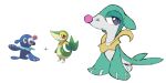 2025 2:1 ambiguous_feral ambiguous_gender biped bipedal_feral digital_media_(artwork) featureless_feet feet feral fin flat_colors flippers frill_(anatomy) full-length_portrait generation_5_pokemon generation_7_pokemon glistening glistening_eyes green_body green_ears green_skin grey_eyes hi_res hybrid looking_aside markings membrane_(anatomy) membranous_frill mouth_closed multicolored_body multicolored_skin neck_frill nintendo parabellux pink_nose pokemon pokemon_(species) popplio portrait pupils reference_image simple_background slit_pupils snivy snout solo standing tail tail_fin three-quarter_view whisker_markings white_background white_body white_sclera white_skin yellow_frill yellow_markings