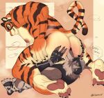 2025 absurd_res anal anthro anthro_on_anthro anthro_on_bottom anthro_on_top areola armpit_hair barazoku biceps big_butt big_muscles bodily_fluids body_hair butt butt_sniffing canid canine canis claws clothed clothed/nude clothing cosmicat duo english_text epic_games eyebrows face_in_ass facesitting felid fingerless_gloves footwear fortnite fur gloves handwear hat headgear headwear hi_res kneeling male male/male male_on_bottom male_on_top mammal muscular muscular_anthro muscular_male musk musk_clouds nipples nude on_bottom on_top onomatopoeia oral oscar_(fortnite) pantherine pawpads pecs pink_background rimming sex signature simple_background sitting_on_another smile sniffing sound_effects sweat text thick_arms thick_thighs tiger toeless_footwear topwear tuft vest wendell_(fortnite) wolf