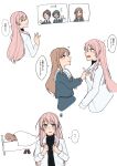  4girls bang_dream! bang_dream!_it&#039;s_mygo!!!!! blue_eyes blush brown_hair chihaya_anon fang grey_eyes highres jealous long_hair long_sleeves multiple_girls nagasaki_soyo pink_hair school_uniform shibadooog speech_bubble translation_request tsukinomori_school_uniform yuri 