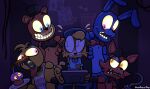 among_us animatronic anotherartboy anthro avian bear bib bird blue_eyes bonnie_(fnaf) braces canid canine cheetah chica_(fnaf) chicken clothed clothed_anthro clothed_female clothing cupcake english_text felid feline female five_nights_at_freddy&#039;s food fox foxy_(fnaf) freckles freddy_(fnaf) fully_clothed fully_clothed_anthro fully_clothed_female fur galliform gallus_(genus) glowing glowing_eyes group hi_res innersloth lagomorph leporid lights_off machine mammal office orange_eyes phasianid pink_eyes poster purple_eyes rabbit robot scared scottgames security security_guard smile spazz_mccheetah spots teeth text wide_eyed yellow_body yellow_fur