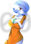  absurd_res ashraely big_breasts blush breasts clothed clothing curvy_figure digital_media_(artwork) female fingers gardevoir hi_res huge_breasts humanoid nintendo not_furry nude pok&eacute;mon pok&eacute;mon_(species) red_eyes simple_background solo thick_thighs video_games voluptuous wide_hips 