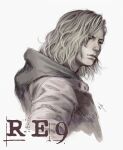  1girl absurdres closed_mouth commentary english_commentary ericson_blum eyelashes grace_ashcroft highres hood hoodie medium_hair resident_evil resident_evil_requiem simple_background solo upper_body wavy_hair white_background 