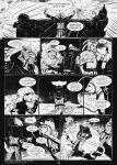 2025 5_fingers 9_panel_comic ambiguous_gender anthro armor biped black_nose black_text canid canine clothed clothing comic dialogue domestic_cat ellipsis english_text exclamation_point eyebrows eyewear felid feline felis fingers gesture glasses gloves group gulonine hand_gesture handwear headgear helmet hi_res holding_object holding_paper holding_torch leprzil looking_at_another male mammal marten medieval monochrome motion_lines murid murine mustelid musteline open_mouth oriental_shorthair page_number paper pointing pointing_at_another question_mark rat rodent sharp_teeth speech_bubble standing tail tail_motion tailwag talking_to_another teeth text tongue torch url warrior whiskers