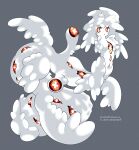  1girl absurdres artist_name colored_skin dated extra_eyes grey_background highres looking_at_viewer masoma_(oekakisimasso) monster_girl orange_eyes original parted_lips simple_background white_skin white_wings wings 