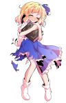  1girl alice_margatroid alice_margatroid_(pc-98) alphes_(style) bare_arms blonde_hair blue_hairband blue_ribbon blue_skirt blush bobby_socks book commentary_request dairi defeat frilled_skirt frills full_body grimoire_of_alice hair_between_eyes hairband holding holding_book large_variant_set open_book parody parted_bangs puffy_short_sleeves puffy_sleeves ribbon shirt short_hair short_sleeves skirt socks solo style_parody tachi-e torn_clothes touhou touhou_(pc-98) transparent_background variant_set white_shirt white_socks 