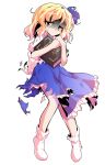  1girl alice_margatroid alice_margatroid_(pc-98) alphes_(style) bare_arms blonde_hair blue_hairband blue_ribbon blue_skirt bobby_socks book commentary_request dairi defeat frilled_skirt frills full_body grimoire_of_alice hair_between_eyes hairband holding holding_book large_variant_set open_book parody parted_bangs puffy_short_sleeves puffy_sleeves ribbon shirt short_hair short_sleeves skirt socks solo style_parody tachi-e torn_clothes touhou touhou_(pc-98) transparent_background variant_set white_shirt white_socks 